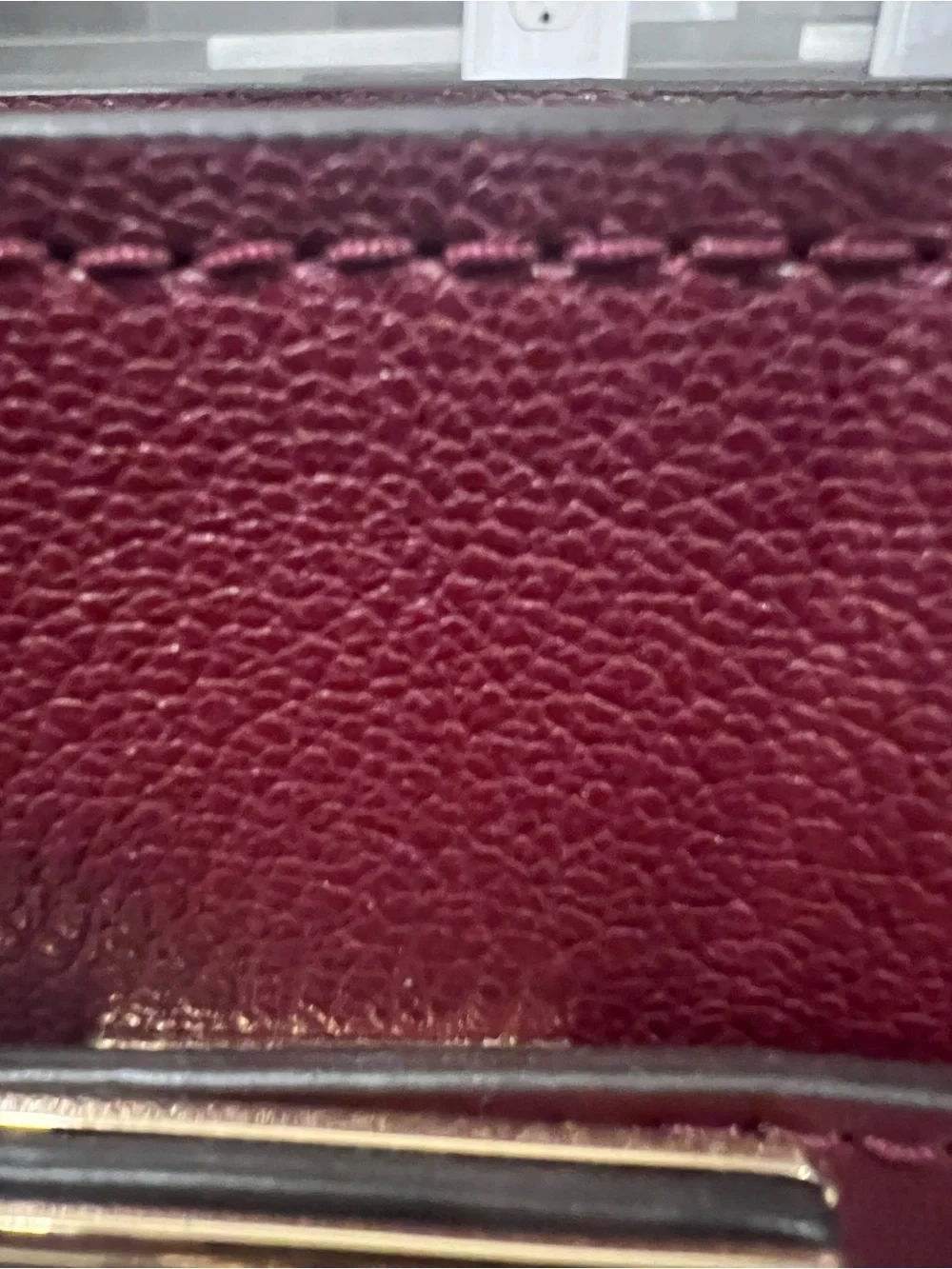 Michael Kors Wine Red Leather Satchel with Gold Hardware